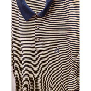 Polo Golf Ralph Lauren Mens Shirt XXL Yellow Blue Striped Short Sleeve